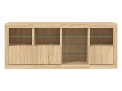 Aparador buffet cómoda armario mueble organizador cocina salón salón con luces LED sonoma 164 x 37 x 67 cm marrón 02_0029946
