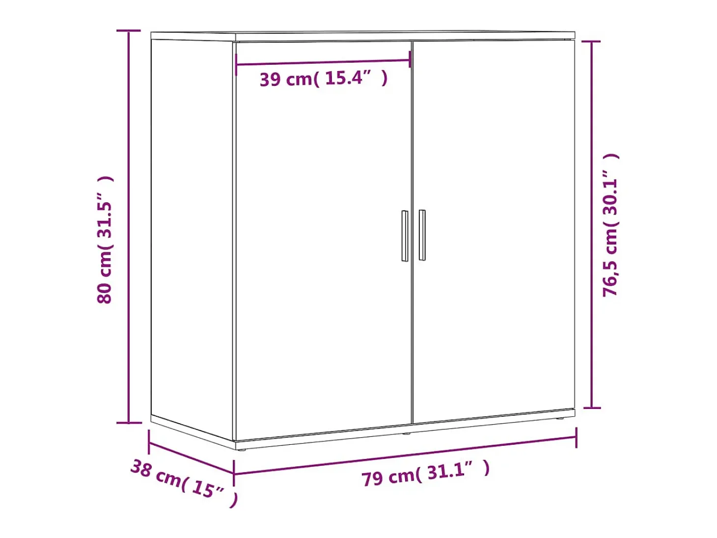 Aparador buffet cómoda armario mueble organizador cocina salón salón juego de 2 79 x 38 x 80 cm madera contrachapada marrón 02_0036750