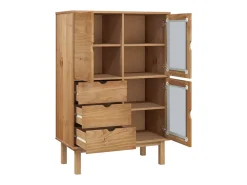 Aparador buffet cómoda armario mueble organizador cocina salón salón alto 85 x 43 x 125 cm madera maciza de pino marrón 02_0035150