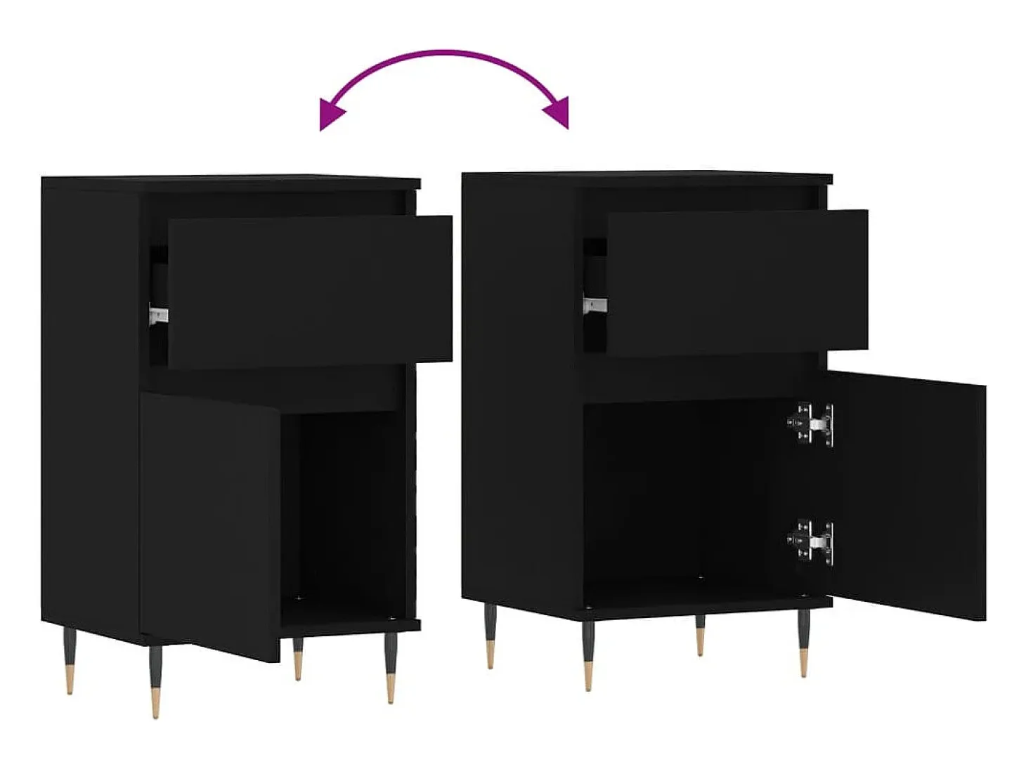 Aparador buffet cómoda armario mueble organizador cocina salón salón juego de 2 40 x 35 x 70 cm madera contrachapada negra 02_0036900