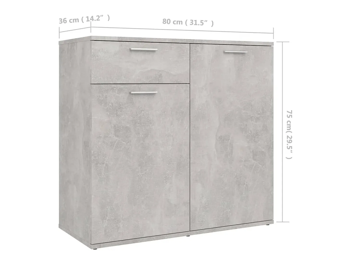 Aparador buffet cómoda armario unidad de almacenamiento organizador cocina salón salón 80 x 36 x 75 cm madera contrachapada gris 02_0032105