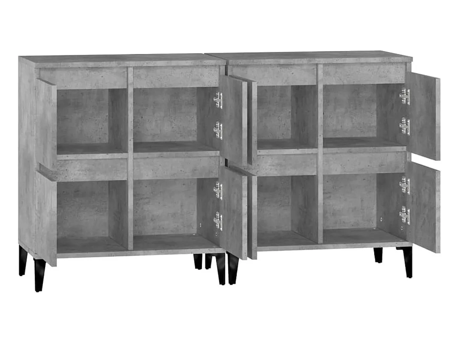 Aparador buffet cómoda armario mueble organizador cocina salón salón juego de 2 60 x 35 x 70 cm madera contrachapada gris 02_0036864