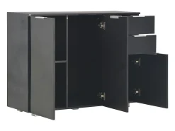 Aparador buffet cómoda armario mueble organizador cocina salón brillante 107 x 35 x 80,5 cm negro 02_0036163