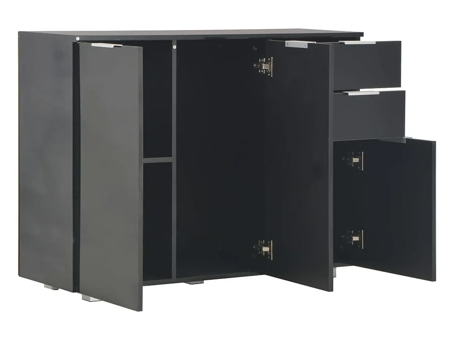 Aparador buffet cómoda armario mueble organizador cocina salón brillante 107 x 35 x 80,5 cm negro 02_0036163