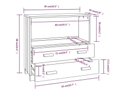 Aparador buffet cómoda armario unidad de almacenamiento organizador cocina salón salón 85 x 35 x 80 cm madera maciza de pino blanco 02_0032134