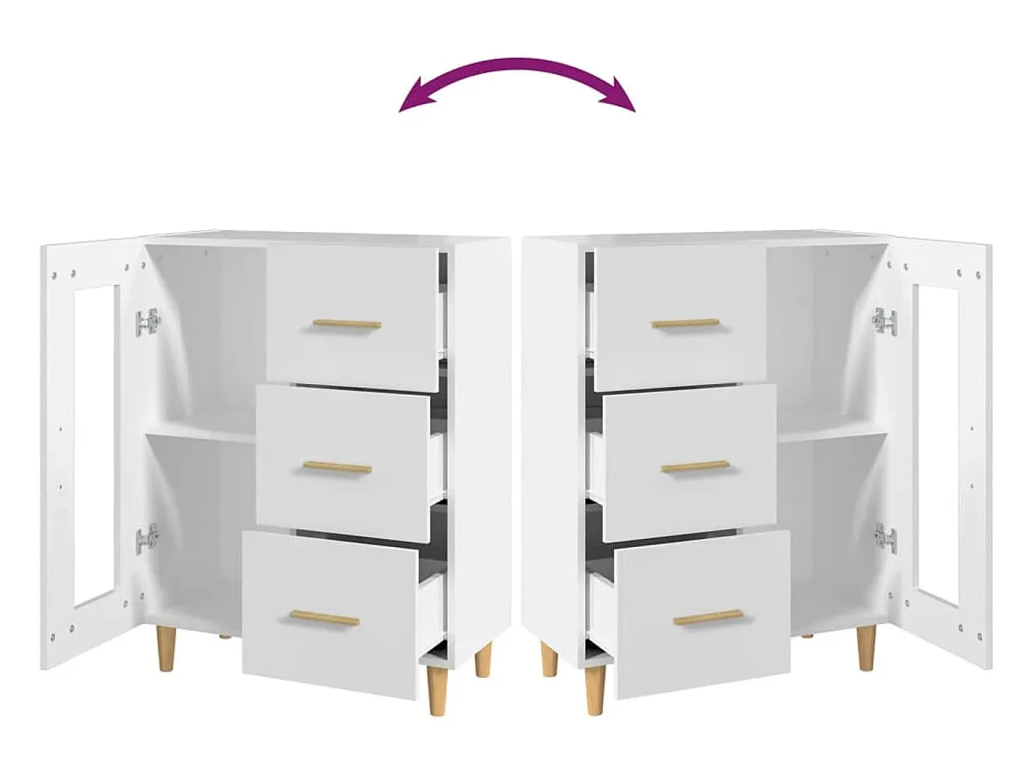 Aparador buffet cómoda armario unidad de almacenamiento organizador cocina salón salón 69,5 x 34 x 90 cm madera contrachapada blanco 02_0030430