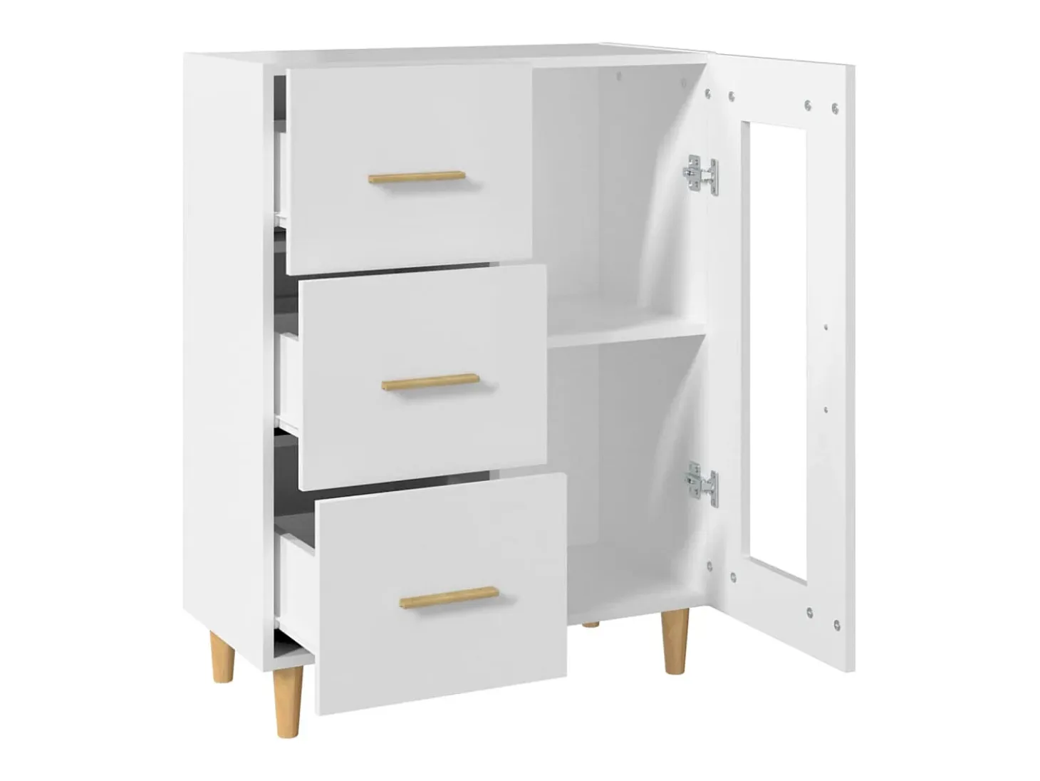 Aparador buffet cómoda armario unidad de almacenamiento organizador cocina salón salón 69,5 x 34 x 90 cm madera contrachapada blanco 02_0030430
