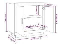 Aparador buffet cómoda armario unidad de almacenamiento organizador cocina salón salón 80 x 40 x 75 cm madera contrachapada marrón 02_0031114