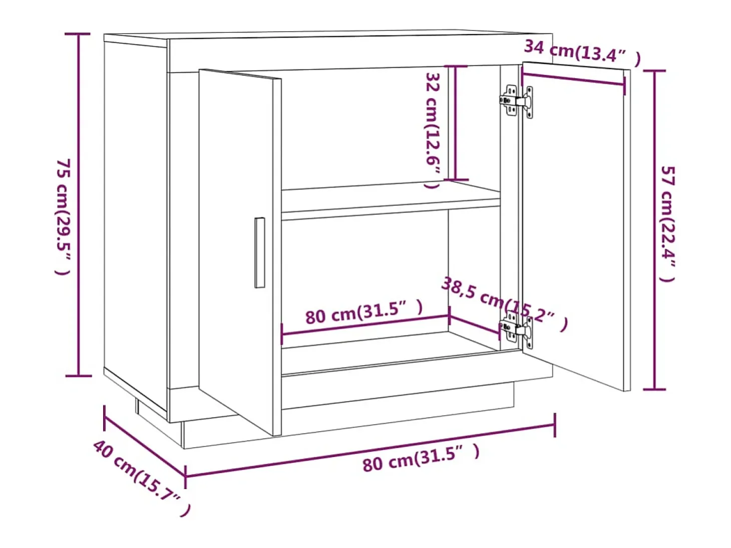 Aparador buffet cómoda armario unidad de almacenamiento organizador cocina salón salón 80 x 40 x 75 cm madera contrachapada marrón 02_0031114