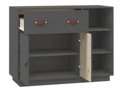 Aparador buffet cómoda armario mueble organizador cocina salón salón 98,5 x 40 x 75 cm madera maciza de pino gris 02_0031811
