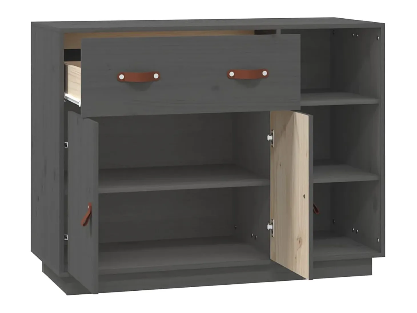 Aparador buffet cómoda armario mueble organizador cocina salón salón 98,5 x 40 x 75 cm madera maciza de pino gris 02_0031811