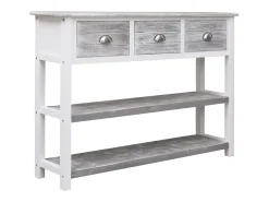 Aparador buffet cómoda armario mueble organizador cocina salón salón antiguo 108 x 30 x 76 cm madera maciza de Paulownia gris 02_0031812