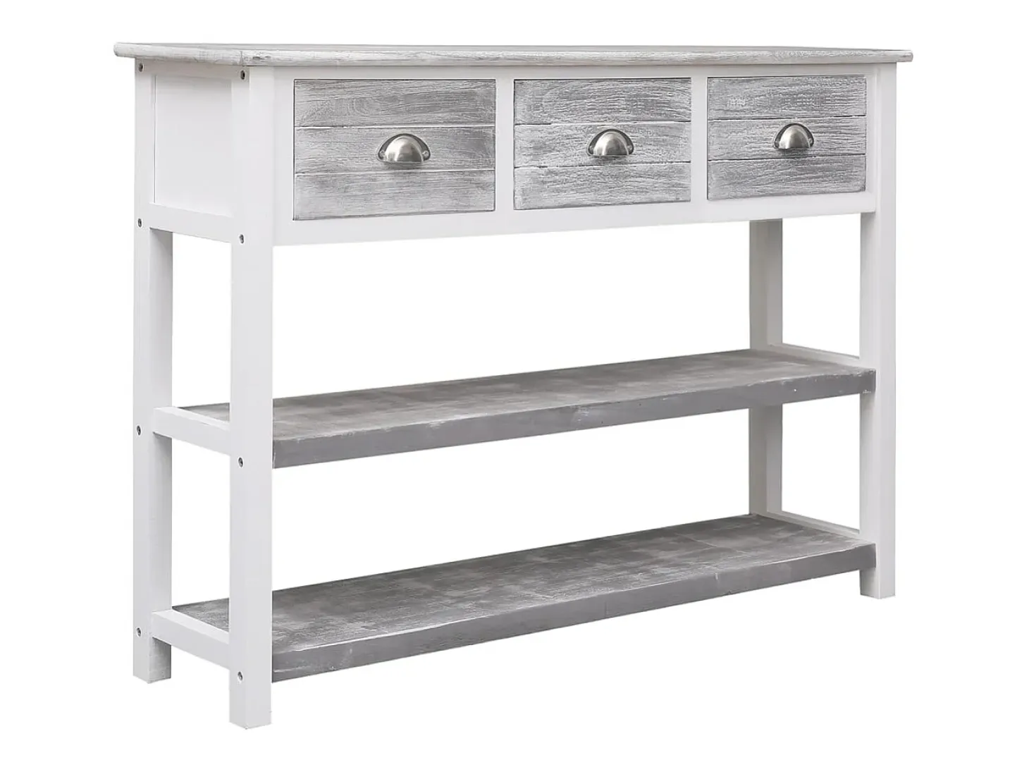 Aparador buffet cómoda armario mueble organizador cocina salón salón antiguo 108 x 30 x 76 cm madera maciza de Paulownia gris 02_0031812