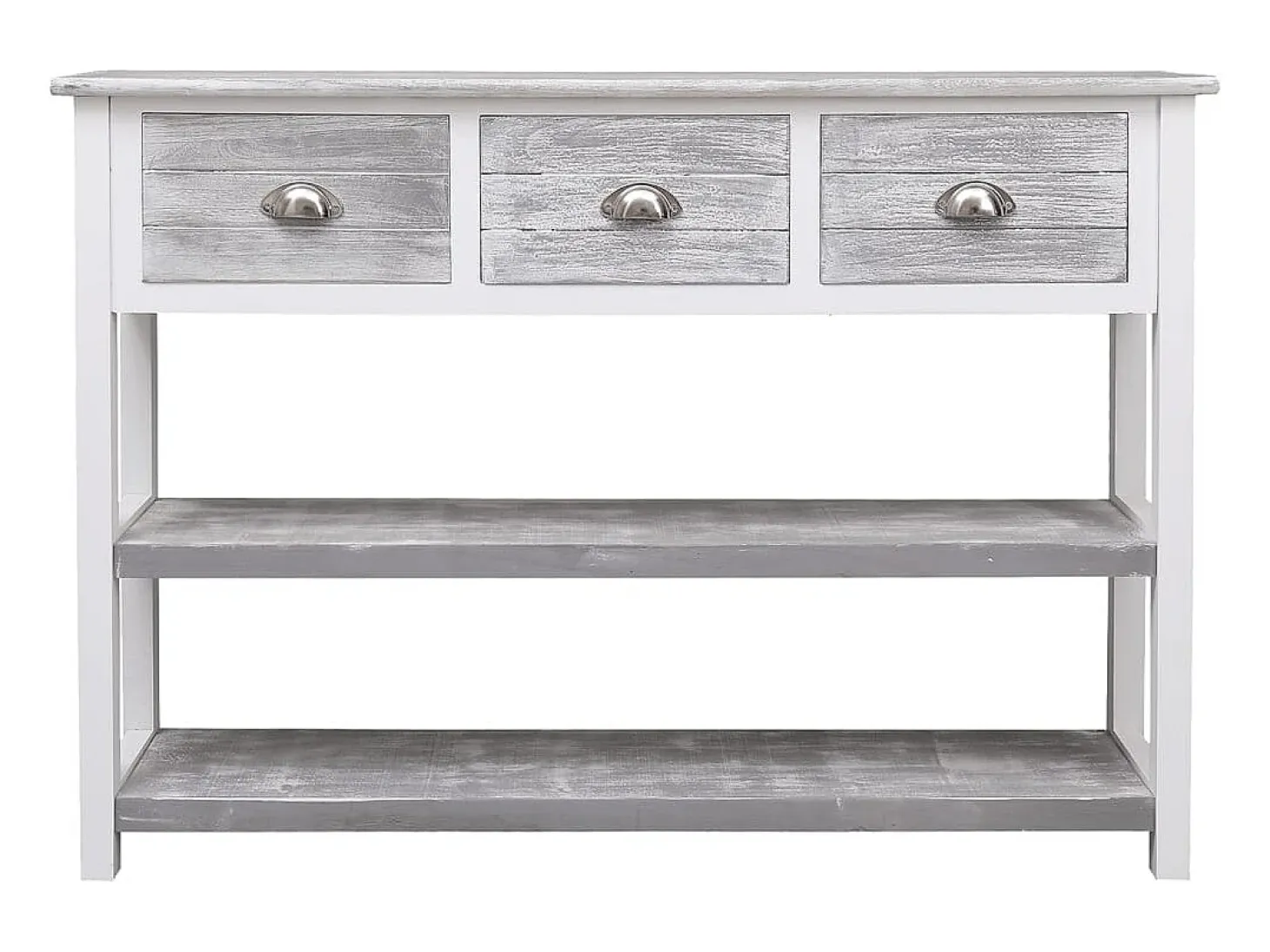 Aparador buffet cómoda armario mueble organizador cocina salón salón antiguo 108 x 30 x 76 cm madera maciza de Paulownia gris 02_0031812