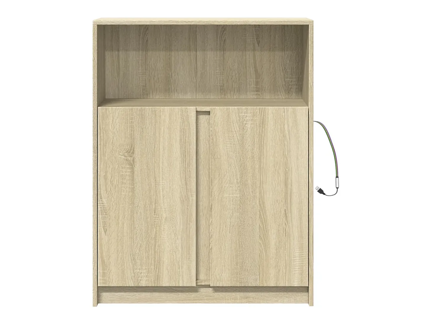 Aparador buffet cómoda armario mueble organizador cocina salón salón con Sonoma LED 77 x 34 x 100 cm madera contrachapada marrón 02_0029799