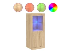 Aparador buffet cómoda armario mueble organizador cocina salón salón con luces LED sonoma 41 x 37 x 100 cm marrón 02_0029960