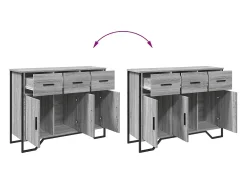 Aparador buffet cómoda armario unidad de almacenamiento organizador cocina salón salón Sonoma 97 x 32,5 x 74,5 cm madera contrachapada gris 02_0036560