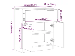 Aparador buffet cómoda armario unidad de almacenamiento organizador cocina salón sala de manualidades 60 x 30 x 70 cm madera contrachapada marrón 02_0030814