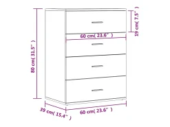 Aparador buffet cómoda armario unidad de almacenamiento organizador cocina salón salón juego de 2 sonoma 60 x 39 x 80 cm marrón madera contrachapada 02_0036822