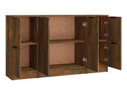 Aparador buffet cómoda armario unidad de almacenamiento organizador cocina salón salón 3 piezas marrón madera contrachapada 02_0037056
