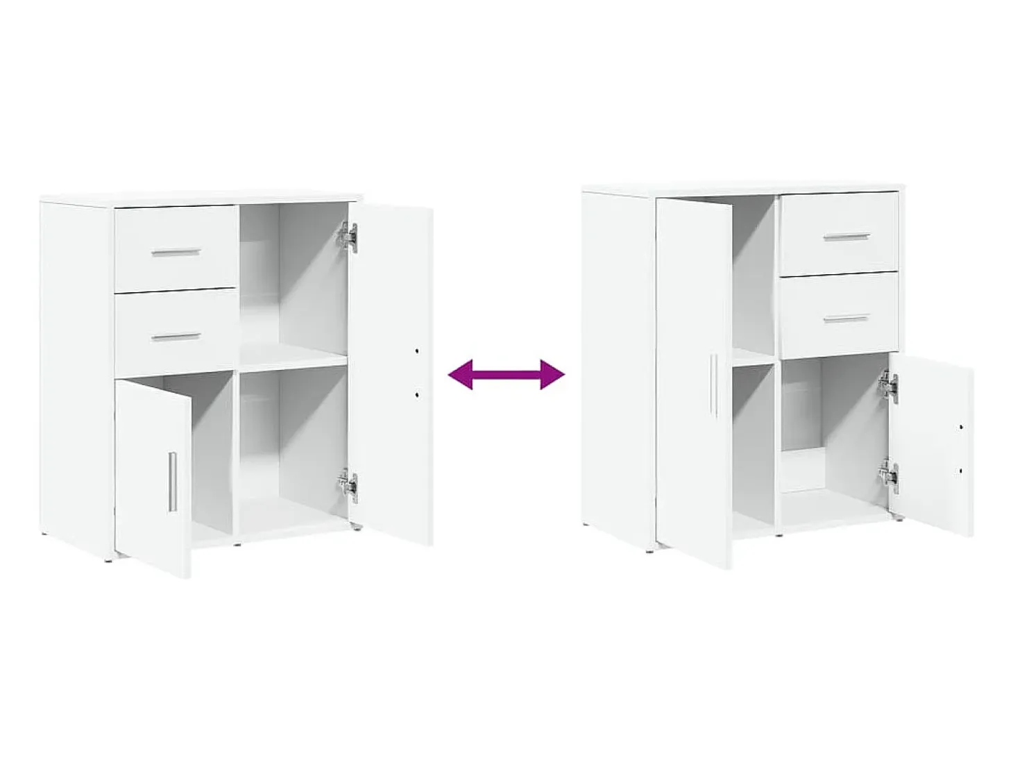 Aparador buffet cómoda armario mueble organizador cocina salón salón juego de 2 60 x 31 x 70 cm blanco madera contrachapada 02_0036676
