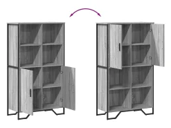 Aparador buffet cómoda armario mueble organizador cocina salón salón alto Sonoma 79,5 x 35,5 x 137,5 cm madera contrachapada gris 02_0035632