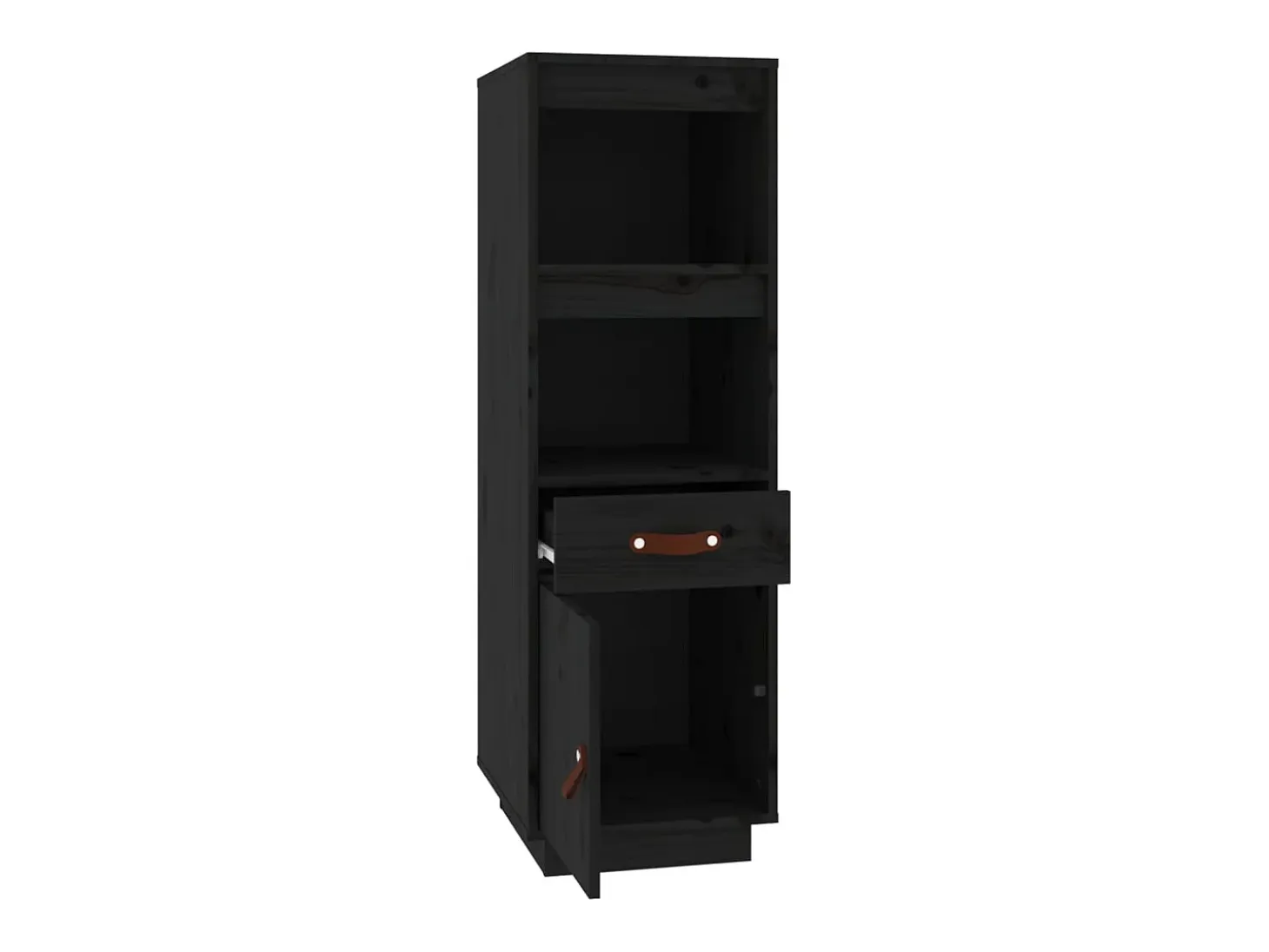 Aparador buffet cómoda armario mueble organizador cocina salón salón alto 34 x 40 x 108,5 cm madera maciza de pino negro 02_0034910
