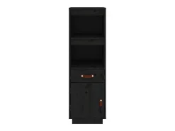 Aparador buffet cómoda armario mueble organizador cocina salón salón alto 34 x 40 x 108,5 cm madera maciza de pino negro 02_0034910