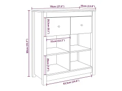 Aparador buffet cómoda armario mueble organizador cocina salón salón 70 x 35 x 80 cm madera maciza de pino marrón 02_0035761