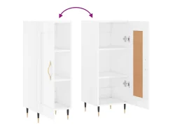 Aparador buffet cómoda armario mueble organizador cocina salón brillante 34,5 x 34 x 90 cm madera contrachapada blanco 02_0030591