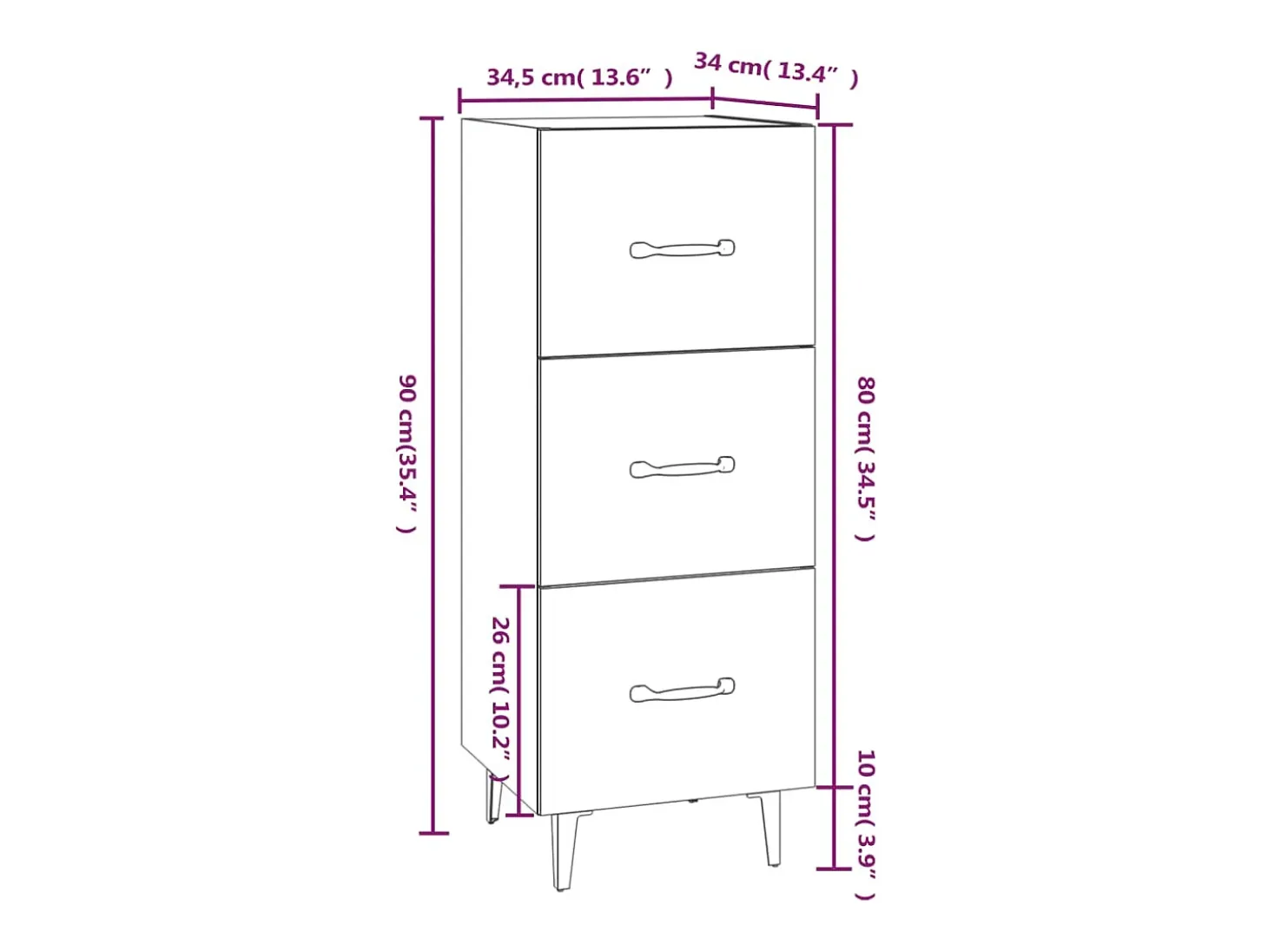 Aparador buffet cómoda armario unidad de almacenamiento organizador cocina salón salonsonoma 34,5 x 34 x 90 cm madera contrachapada gris 02_0036314