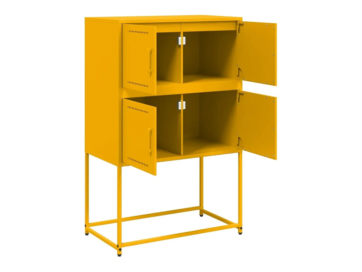 Aparador buffet cómoda armario mueble organizador cocina salón salón amarillo mostaza 68,5 x 38,5 x 107 cm acero Amarillo 02_0035704