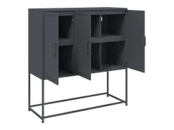Aparador buffet cómoda armario mueble organizador cocina salón salón alto 100,5 x 39 x 107 cm acero antracita 02_0032198