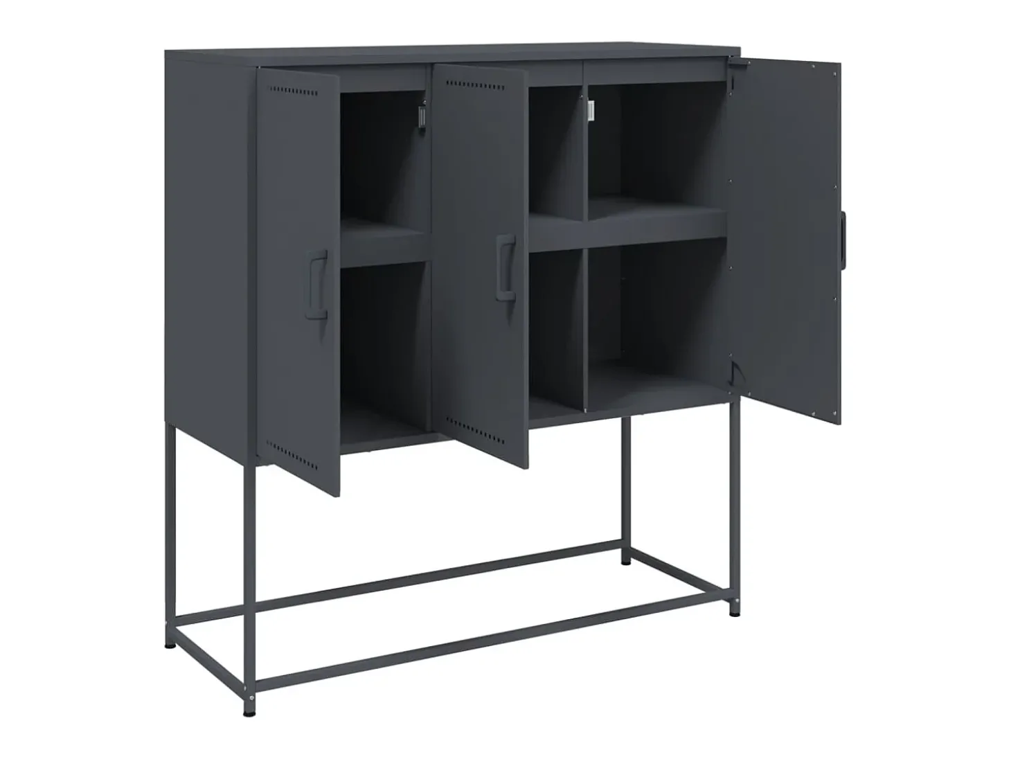 Aparador buffet cómoda armario mueble organizador cocina salón salón alto 100,5 x 39 x 107 cm acero antracita 02_0032198