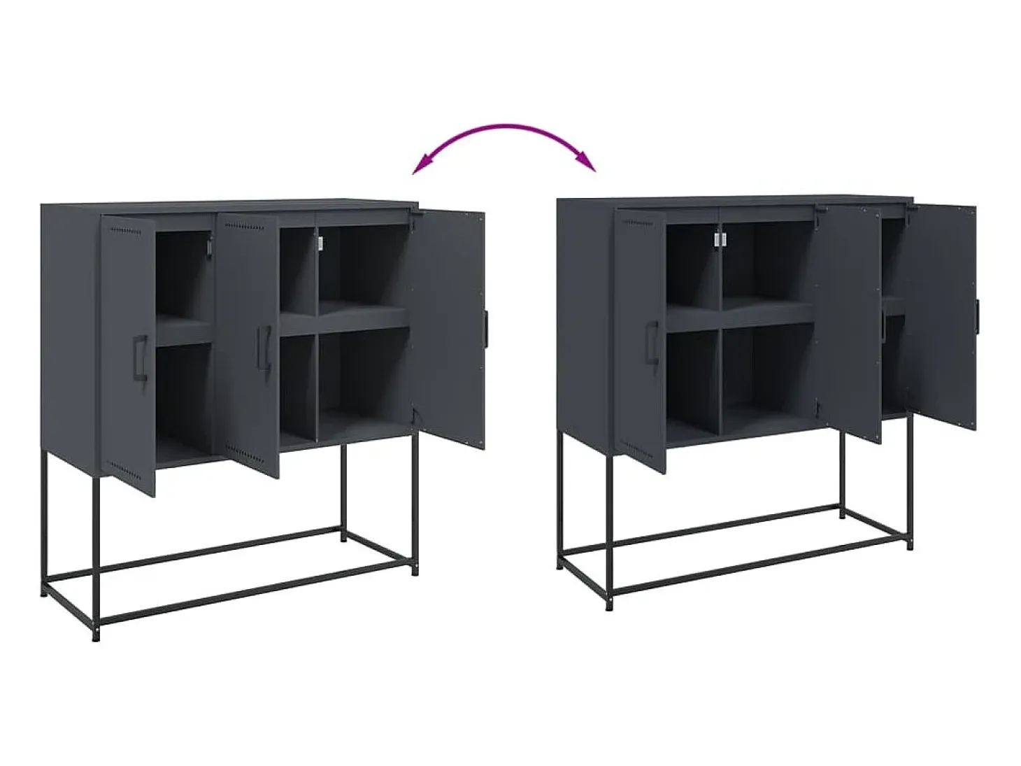 Aparador buffet cómoda armario mueble organizador cocina salón salón alto 100,5 x 39 x 107 cm acero antracita 02_0032198
