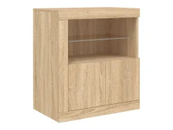 Aparador buffet cómoda armario mueble organizador cocina salón salón con luces LED sonoma 181,5 x 37 x 67 cm marrón 02_0029949
