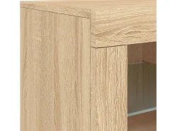 Aparador buffet cómoda armario mueble organizador cocina salón salón con luces LED sonoma 181,5 x 37 x 67 cm marrón 02_0029949