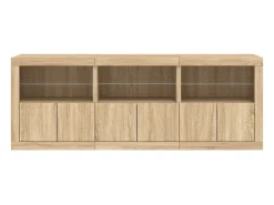 Aparador buffet cómoda armario mueble organizador cocina salón salón con luces LED sonoma 181,5 x 37 x 67 cm marrón 02_0029949