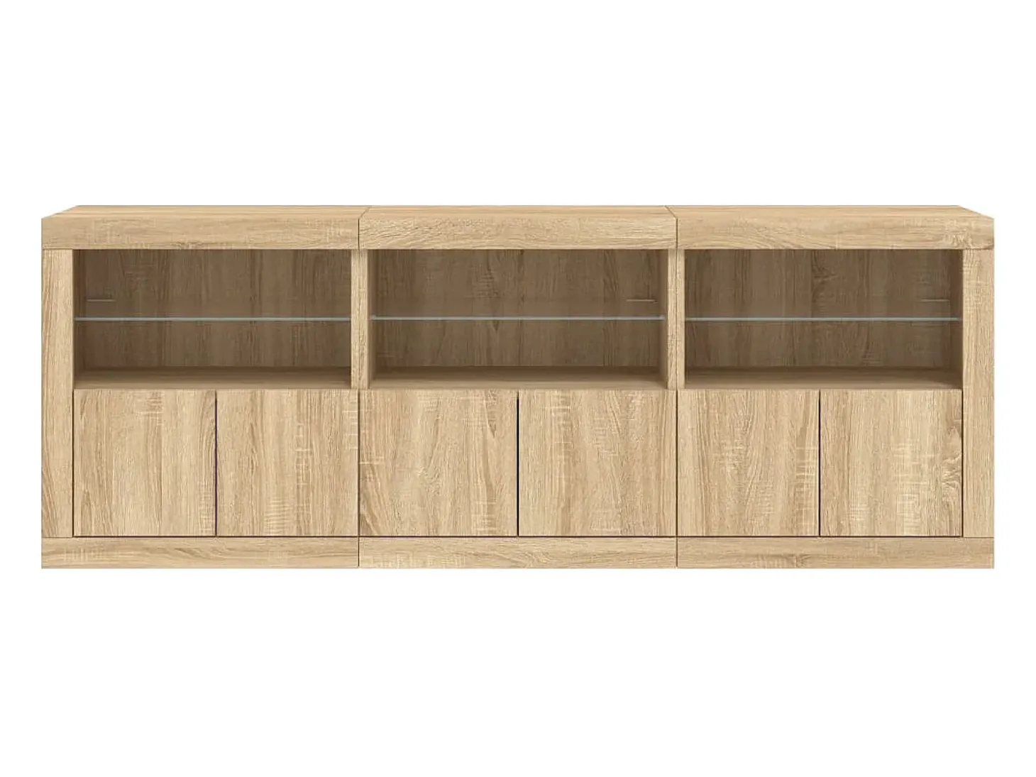 Aparador buffet cómoda armario mueble organizador cocina salón salón con luces LED sonoma 181,5 x 37 x 67 cm marrón 02_0029949