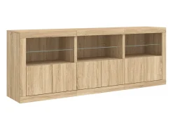 Aparador buffet cómoda armario mueble organizador cocina salón salón con luces LED sonoma 181,5 x 37 x 67 cm marrón 02_0029949