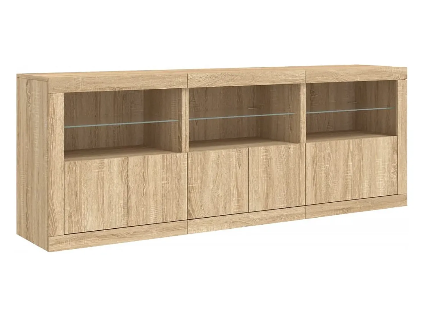 Aparador buffet cómoda armario mueble organizador cocina salón salón con luces LED sonoma 181,5 x 37 x 67 cm marrón 02_0029949