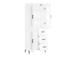 Aparador buffet cómoda armario mueble organizador cocina salón salón alto 69,5 x 34 x 180 cm madera contrachapada blanco 02_0032640