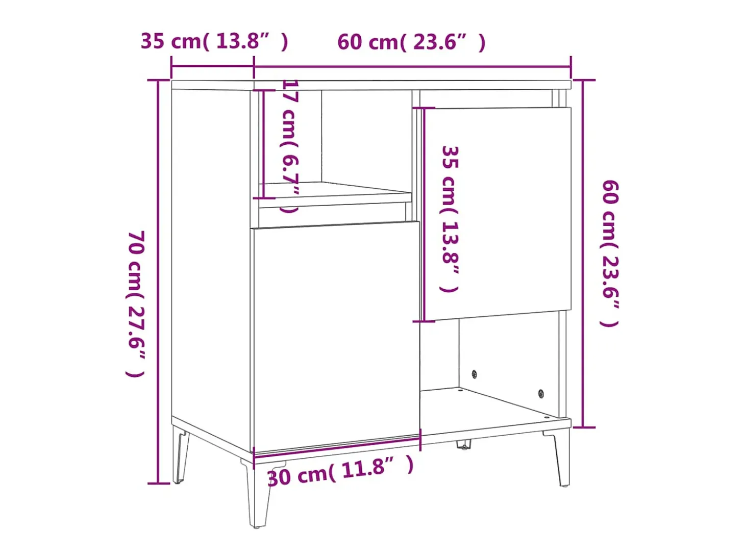 Aparador buffet cómoda armario mueble organizador cocina salón salón juego de 2 60 x 35 x 70 cm madera contrachapada gris 02_0036866