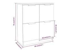 Aparador buffet cómoda armario mueble organizador cocina salón salón juego de 2 sonoma 60 x 30 x 70 cm madera contrachapada gris 02_0036954