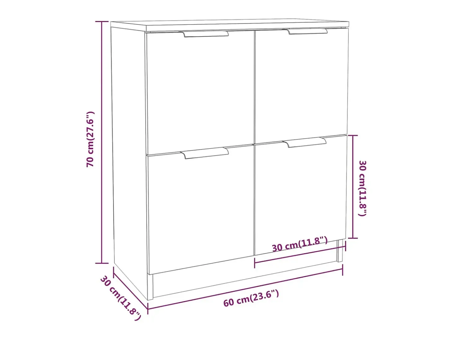Aparador buffet cómoda armario mueble organizador cocina salón salón juego de 2 sonoma 60 x 30 x 70 cm madera contrachapada gris 02_0036954