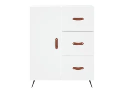 Aparador buffet cómoda armario mueble organizador cocina salón salón alto 69,5 x 34 x 180 cm madera contrachapada blanco 02_0032564