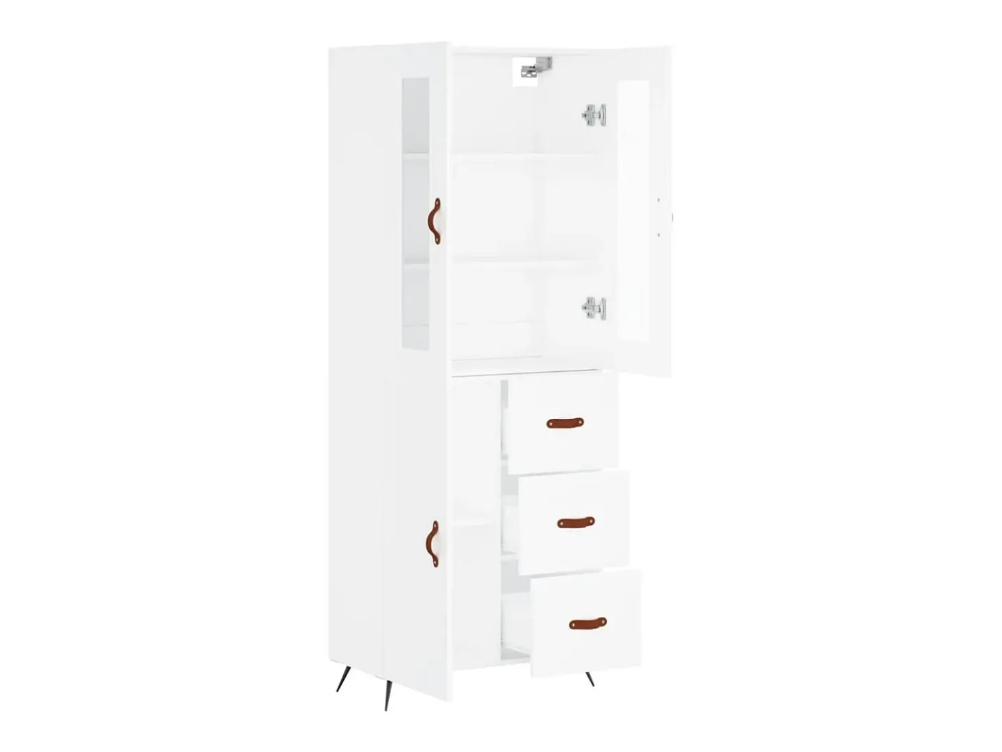 Aparador buffet cómoda armario mueble organizador cocina salón salón alto 69,5 x 34 x 180 cm madera contrachapada blanco 02_0032564