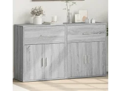 Aparador buffet cómoda armario unidad de almacenamiento organizador cocina salón salón juego de 2 sonoma 60 x 31 x 70 cm madera contrachapada gris 02_0036959