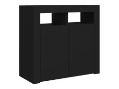 Aparador buffet cómoda armario mueble organizador cocina salón salón con luces LED 80 x 35 x 75 cm negro 02_0030044