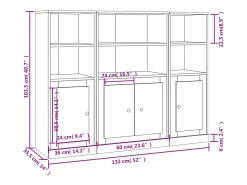 Aparador buffet cómoda armario mueble organizador cocina salón salón 3 piezas madera contrachapada gris 02_0037130